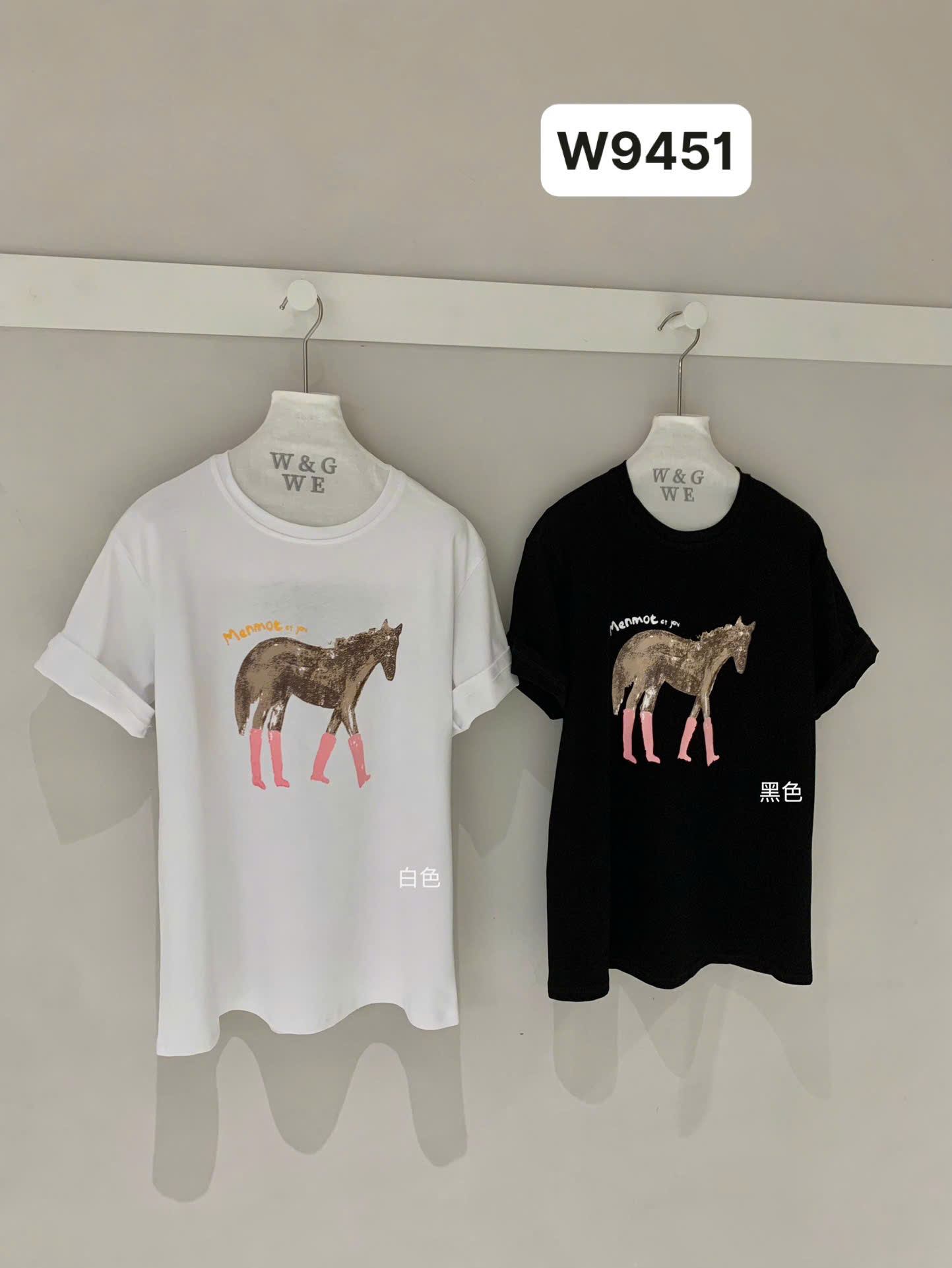 W9451# Áo phông WGWE con ngựa chân hồng