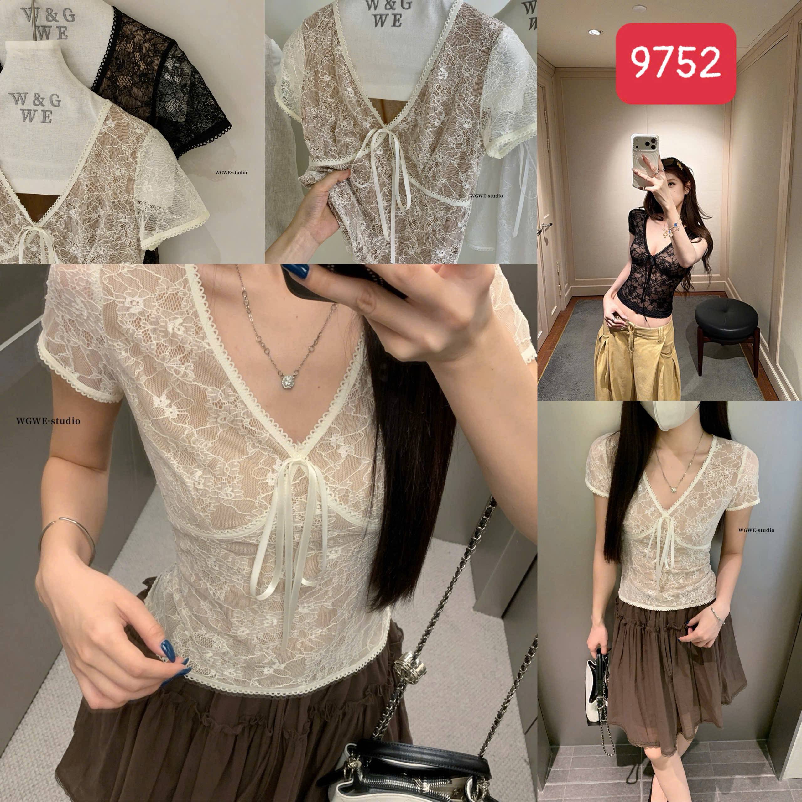 W9752# Áo ren WGWE cổ tim