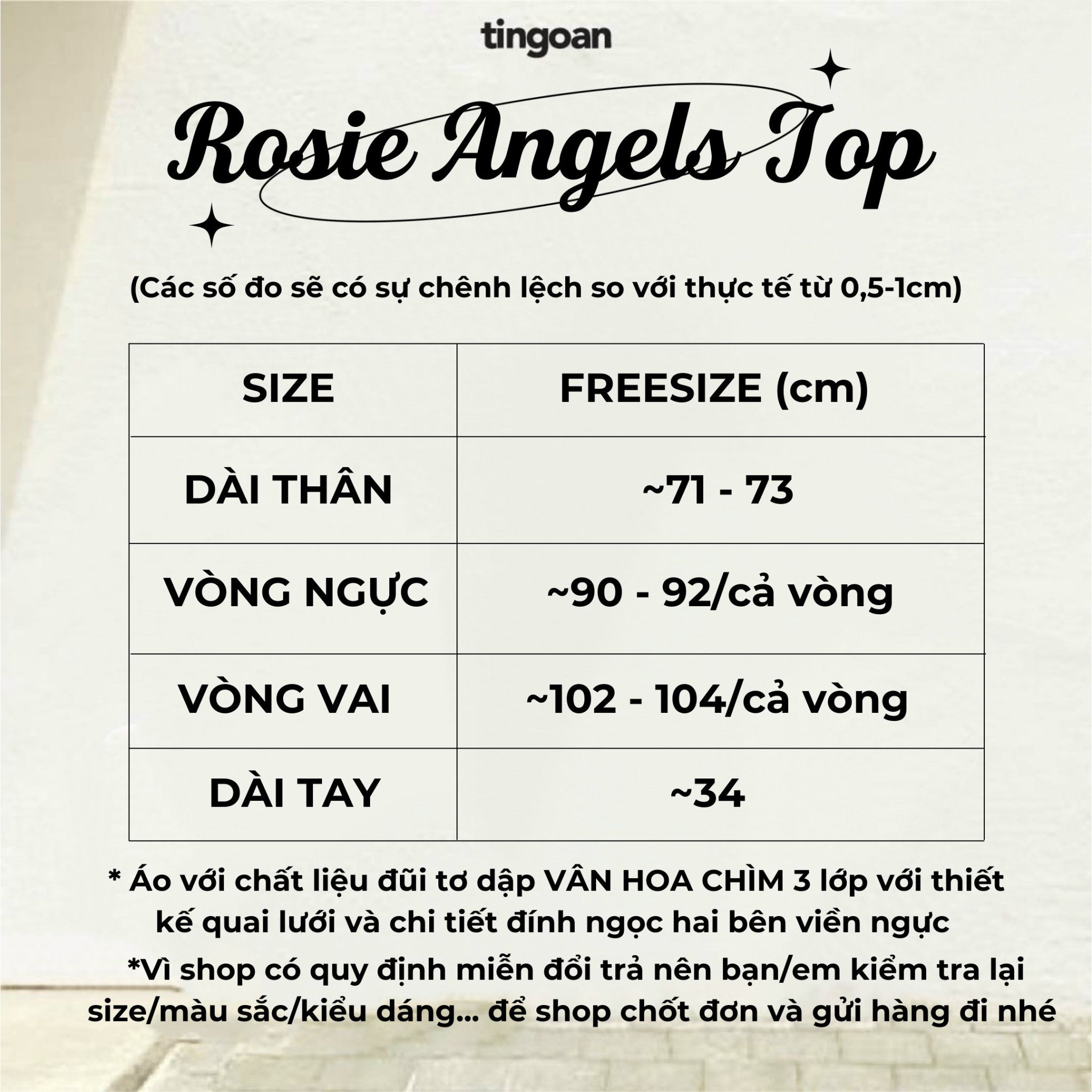 ROSIE ANGELS TOP/WH/FS