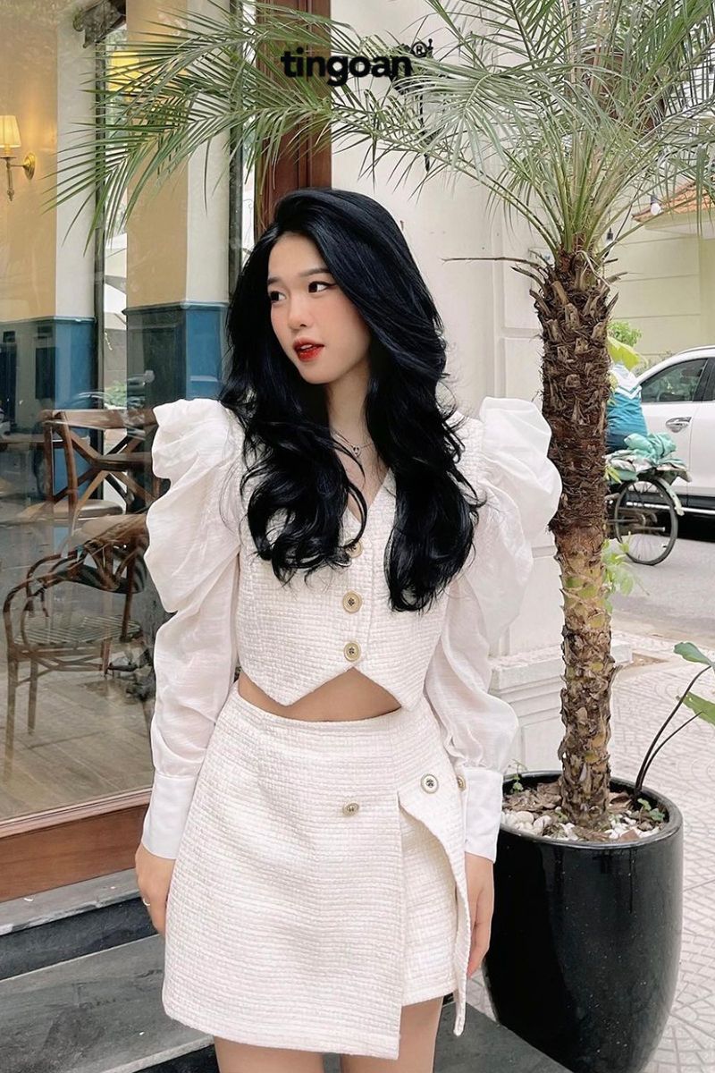IN PARIS TWEED SKIRT/WH