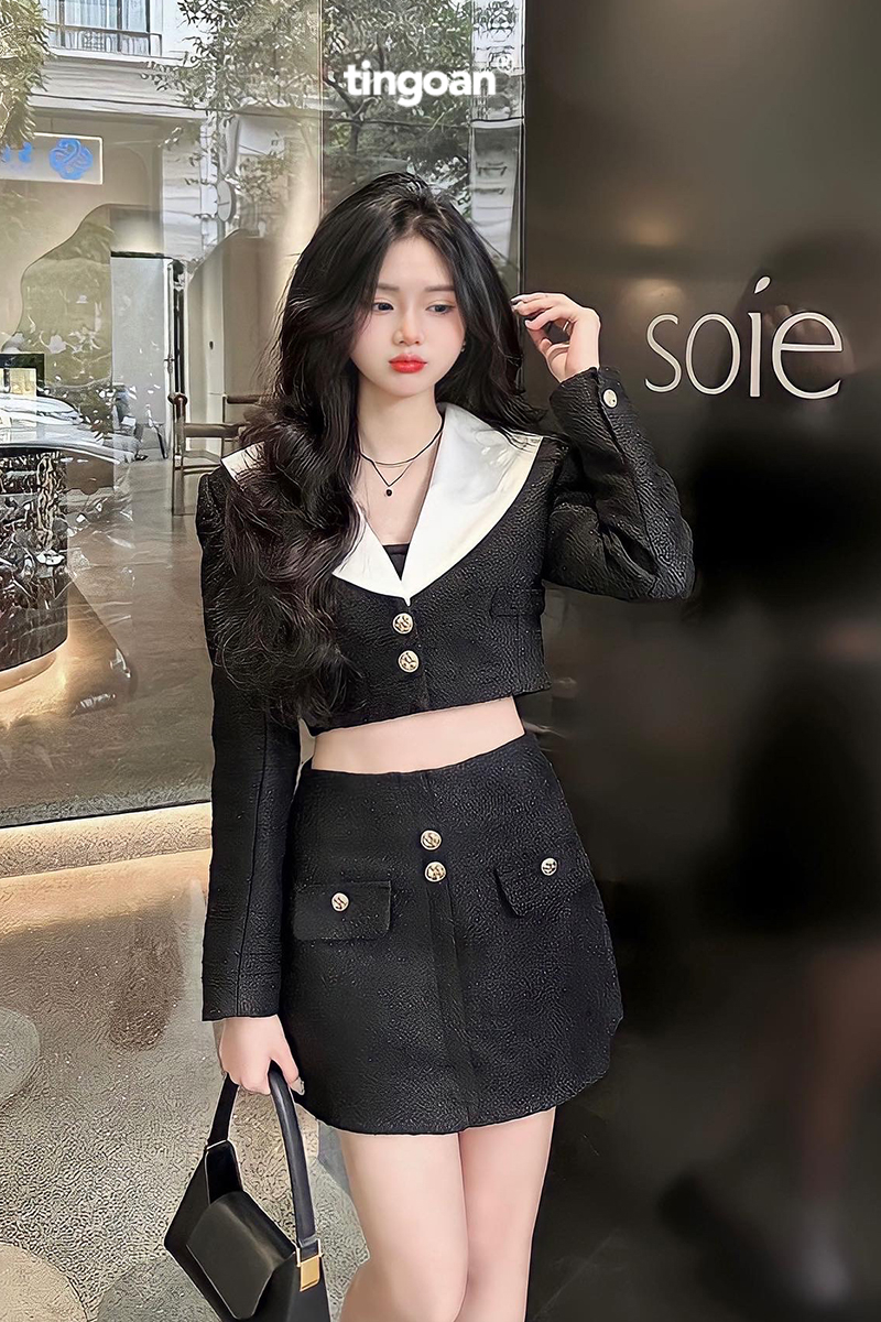I'M A TWIN TWEED TOP/BL