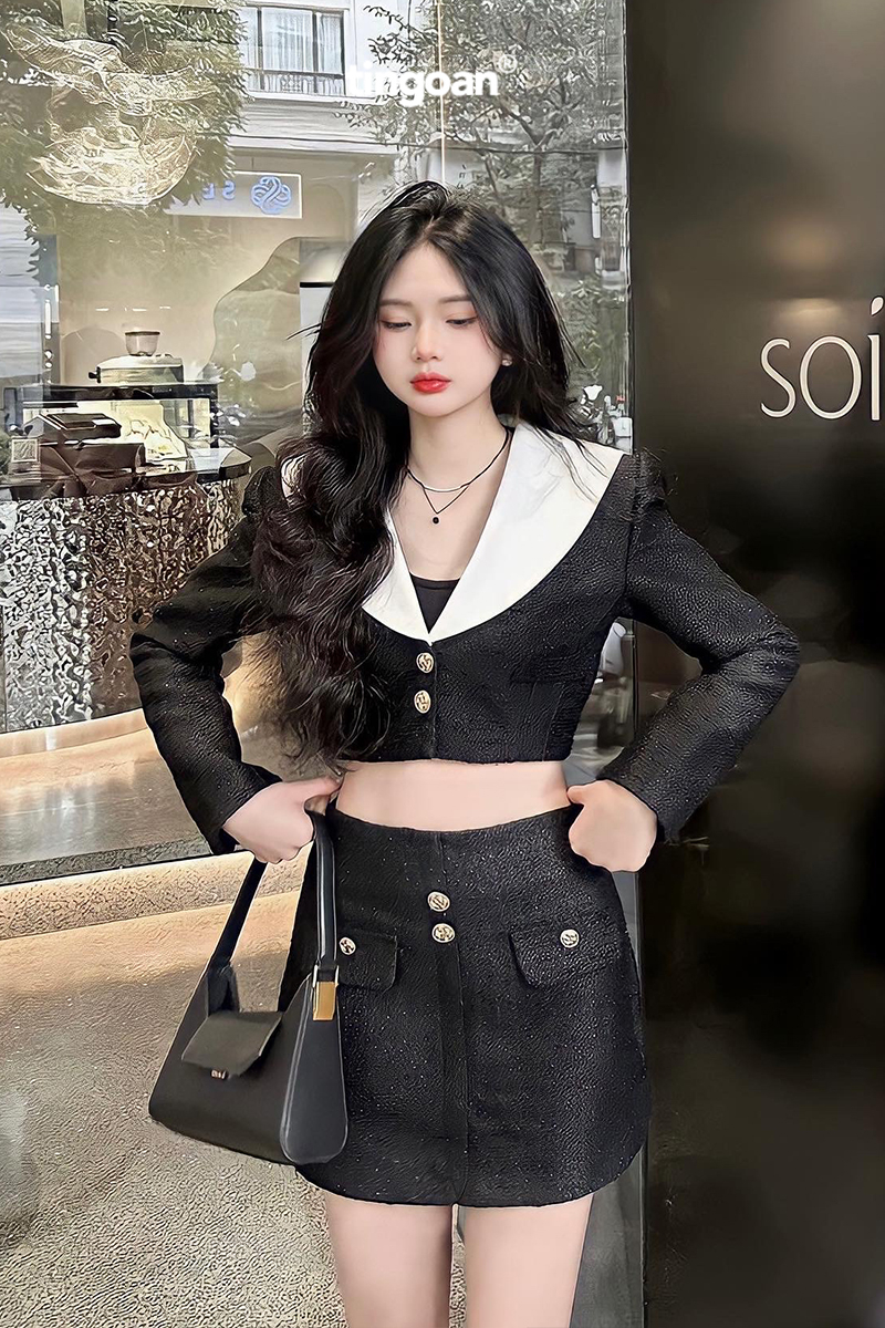 I'M A TWIN TWEED TOP/BL