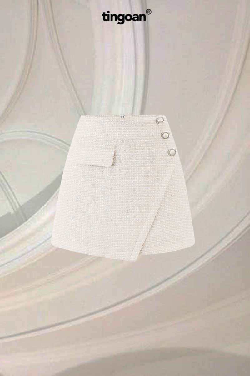 CANDY FLOSS TWEED SKIRT/WH