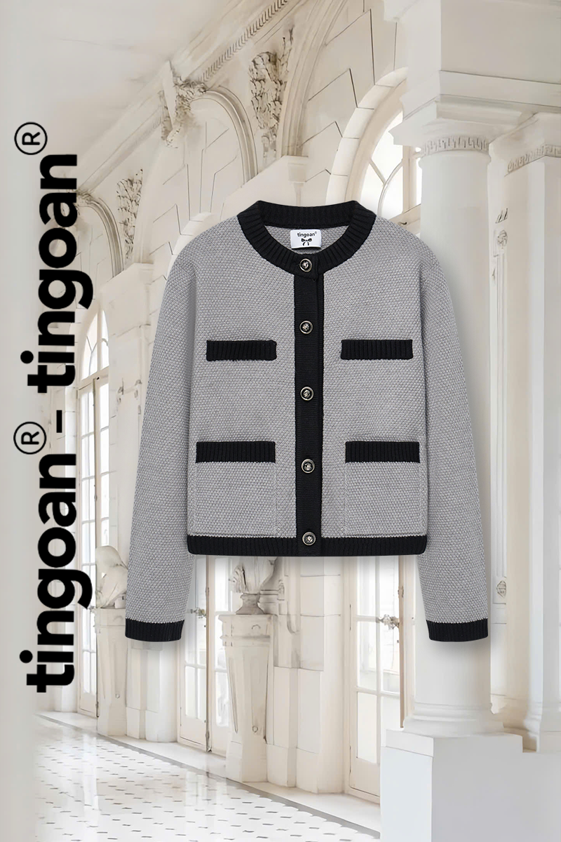 JENNIFER CARDIGAN/XÁM VIỀN ĐEN/FS