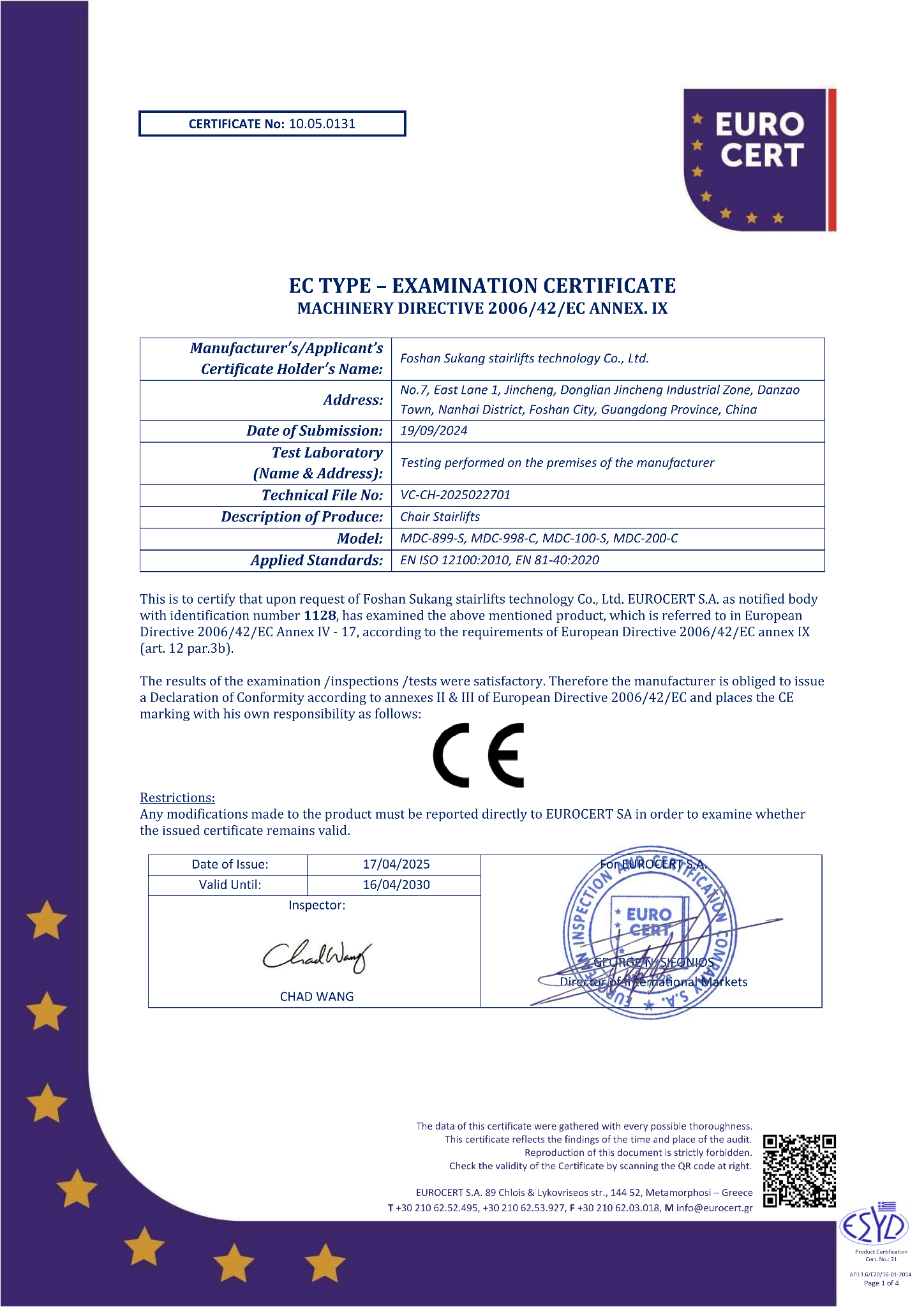 Chứng Nhận Chất Lượng EC /Tiêu chuẩn Châu Âu