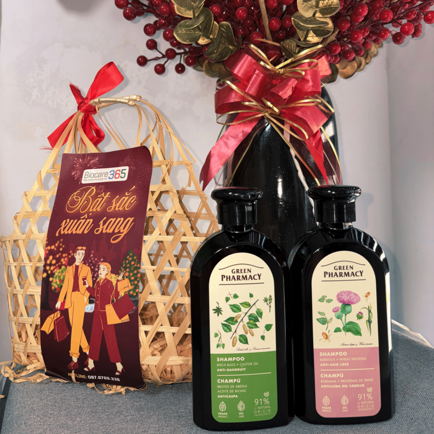Dầu gội Green Pharmacy ngăn ngừa gàu, giảm ngứa chiết xuất Nụ Bạch Dương & Dầu Thầu Dầu (Chai 350ml)