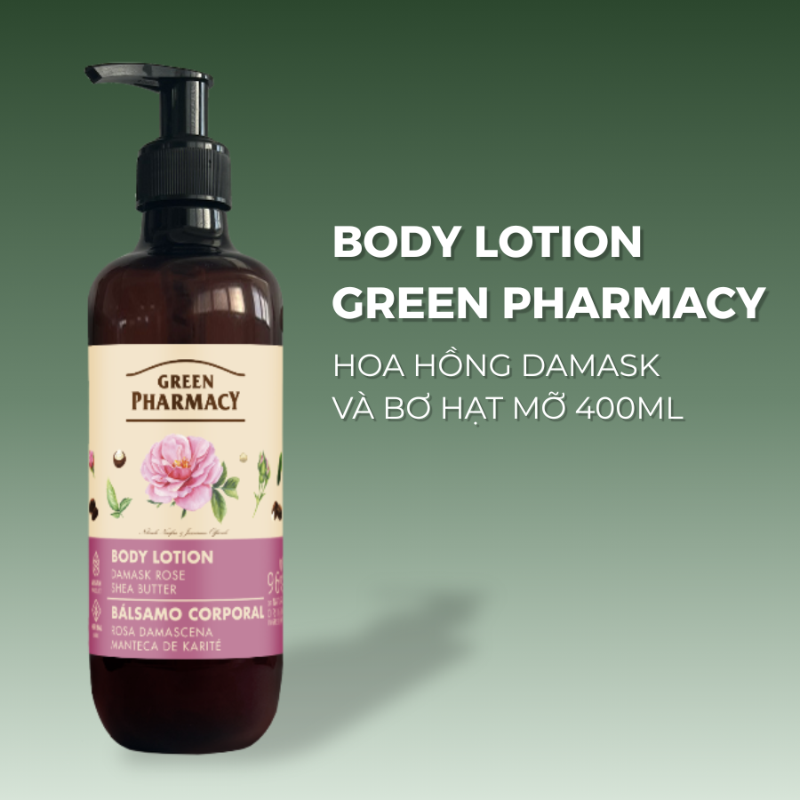 Green Pharmacy Body lotion Damask rose and shea butter / "Green Pharmacy" Sữa dưỡng thể Hoa hồng Damask và Bơ hạt mỡ 400ml