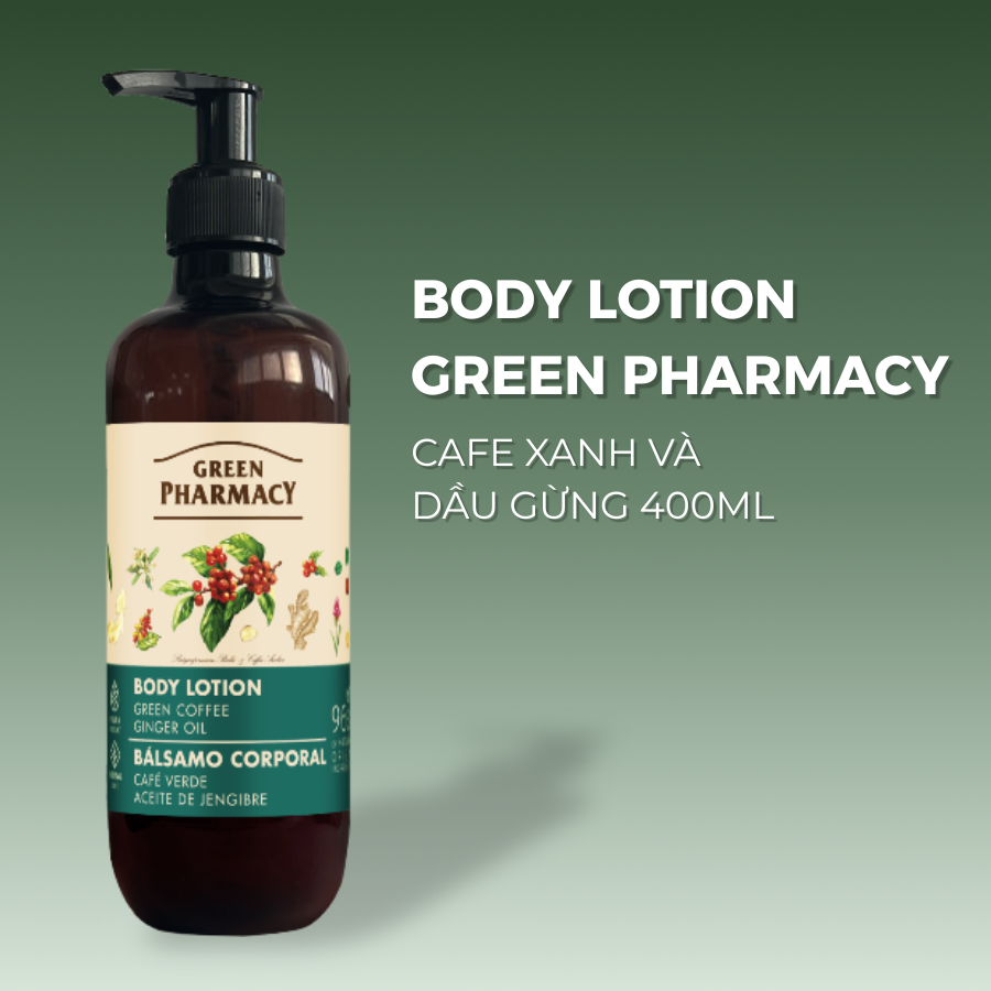 Green Pharmacy Body lotion Green coffee and ginger oil / Green Pharmacy Sữa dưỡng thể Cafe xanh và dầu gừng 400ml