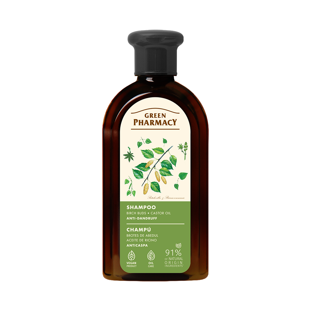  Green Pharmacy Dầu gội ngăn ngừa gàu Nụ bạch dương và dầu thầu dầu, 350ml 