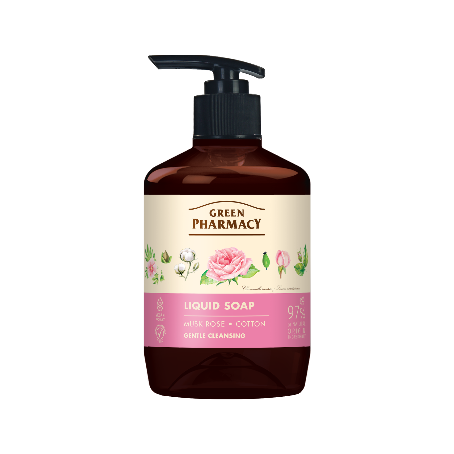  Green Pharmacy Xà phòng rửa tay Hoa hồng và Bông 460ml 