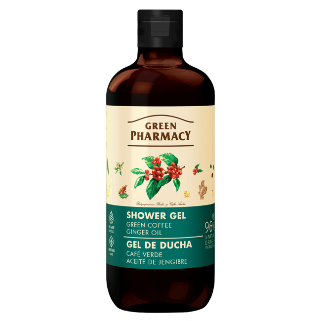 Green Pharmacy" Gel tắm Cafe xanh và dầu gừng 500ml