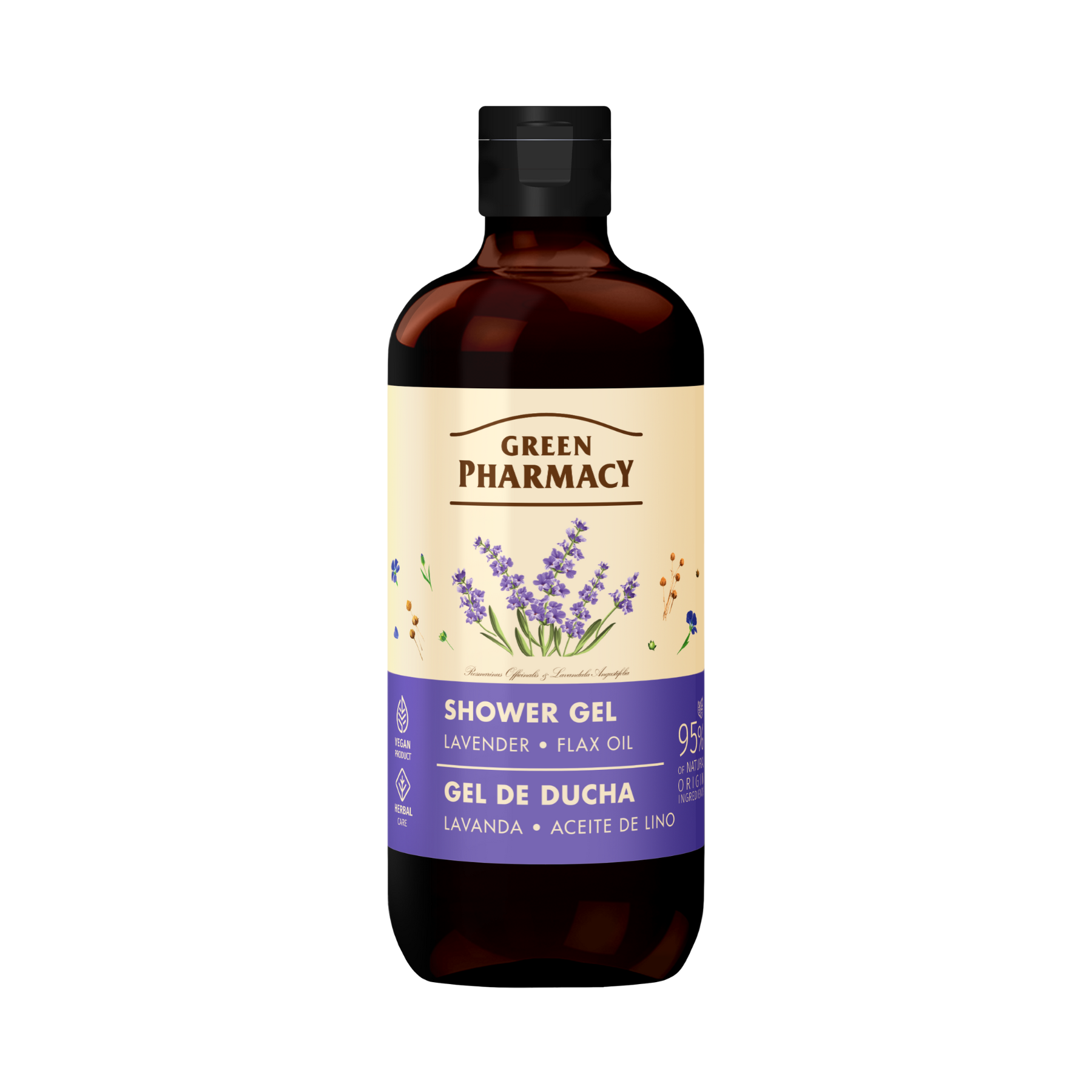  Green Pharmacy Gel tắm Hoa oải huơng và dầu hạt lanh 500ml 