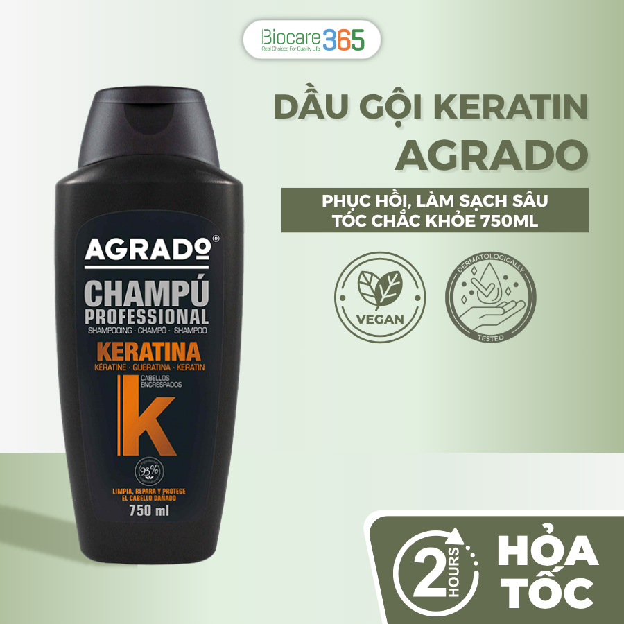 Agrado Champu Professional Keratina/Agrado Keratin Professional Shampoo / Agrado Dầu gội Keratin 750ml