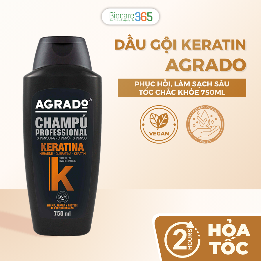 Agrado Champu Professional Keratina/Agrado Keratin Professional Shampoo / Agrado Dầu gội Keratin 750ml