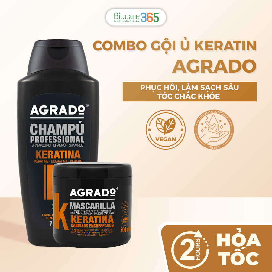 Agrado Combo 2 Gội Ủ Keratin cho mọi loại tóc