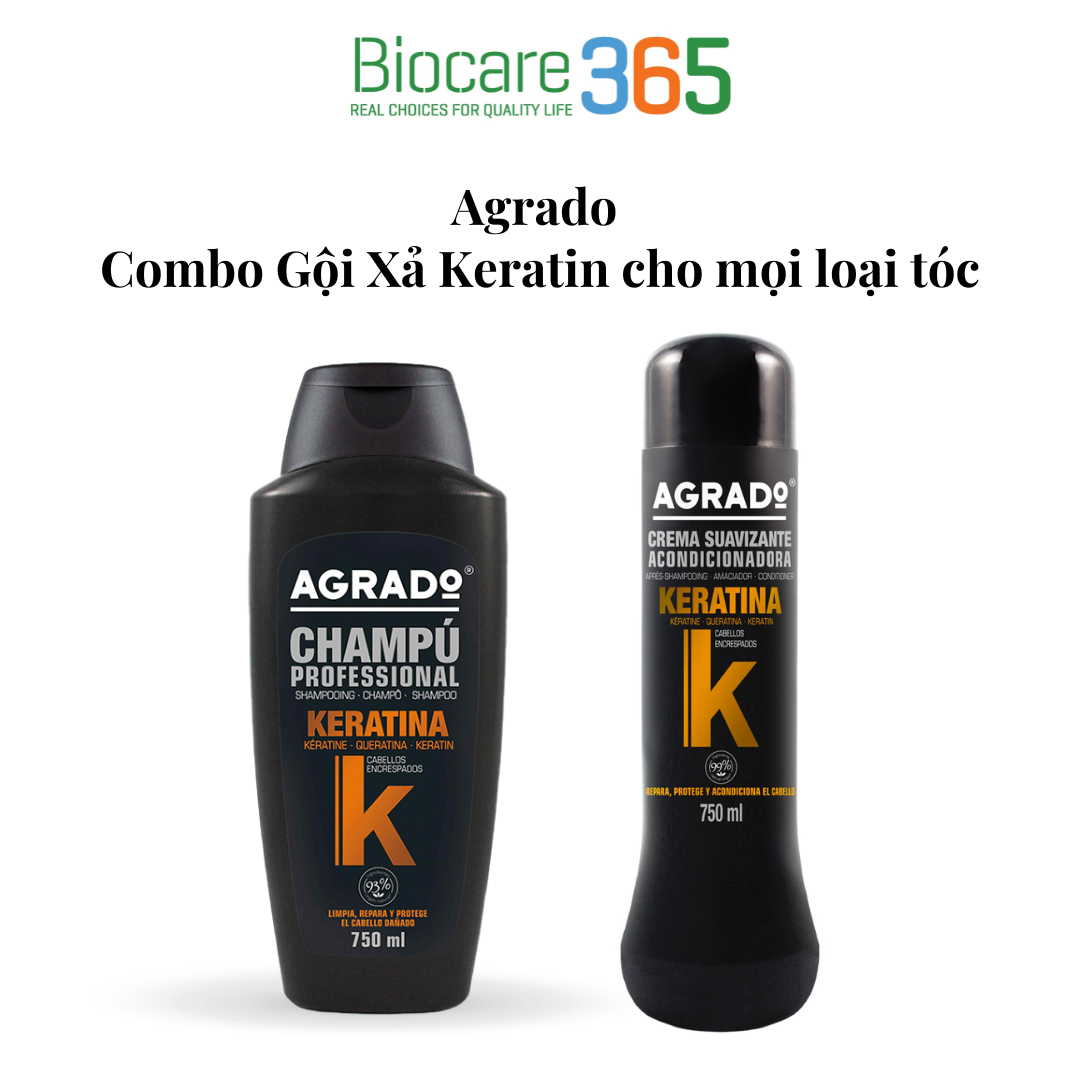  Agrado Combo 2 Gội Xả Keratin cho mọi loại tóc 