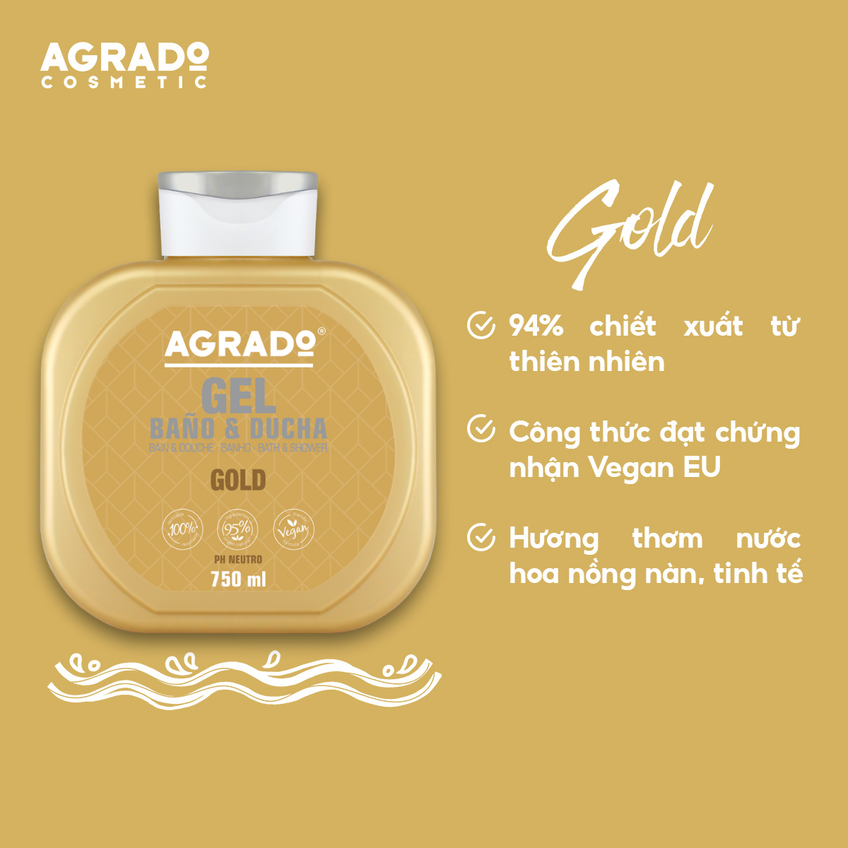  Agrado Sữa tắm Gold 750ml 
