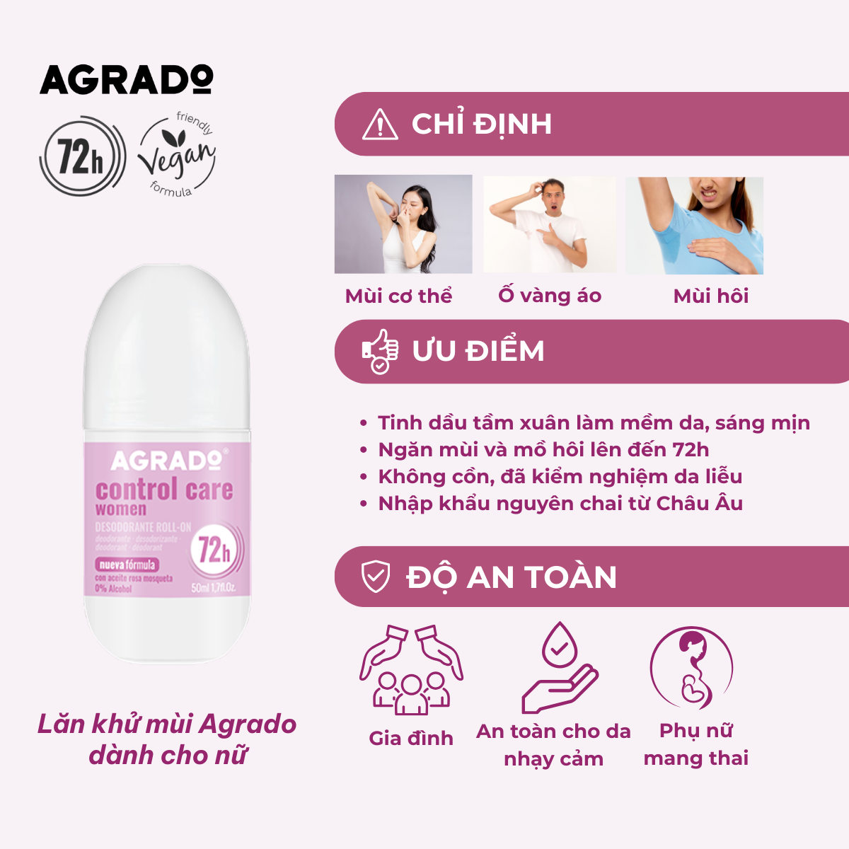 Agrado Lăn khử mùi dành cho nữ giới 50ml