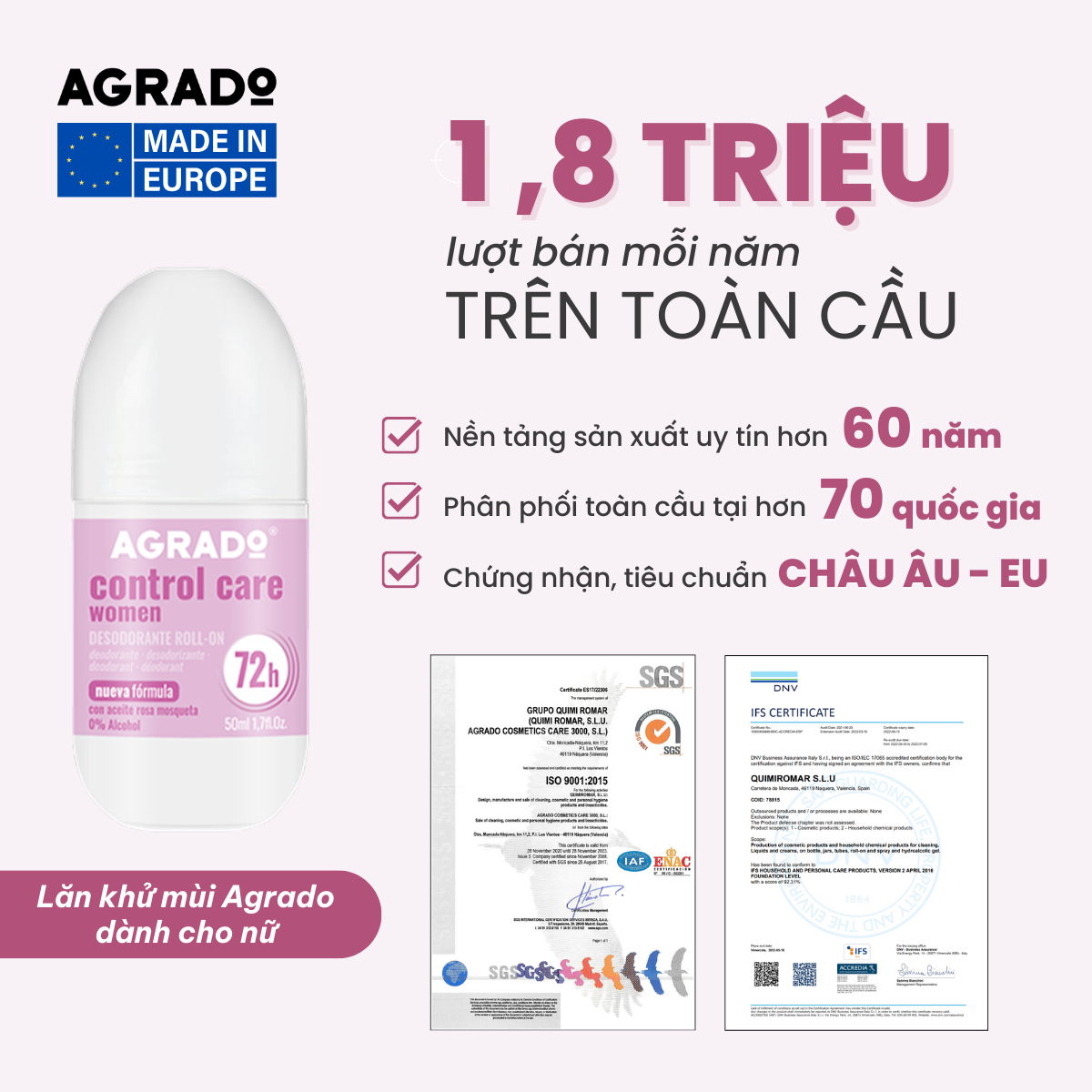 Agrado Lăn khử mùi dành cho nữ giới 50ml