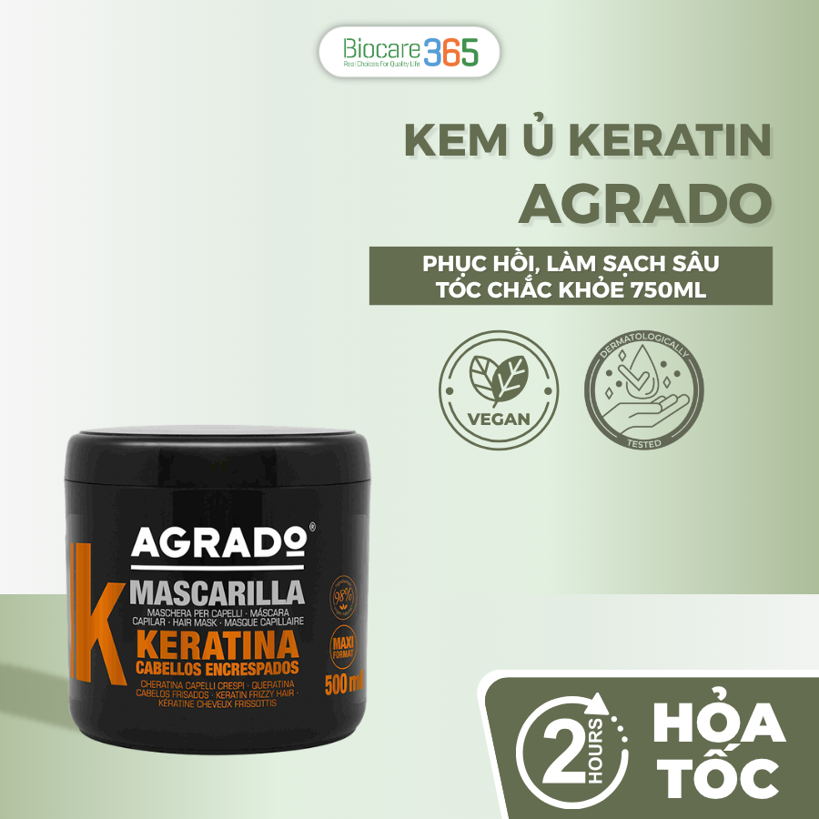 Agrado Mascarilla Capila Keratina/Agrado Keratin Hair Mask / Agrado Kem ủ Keratin 500ml