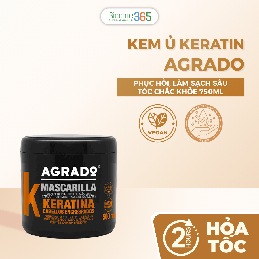 Agrado Mascarilla Capila Keratina/Agrado Keratin Hair Mask / Agrado Kem ủ Keratin 500ml