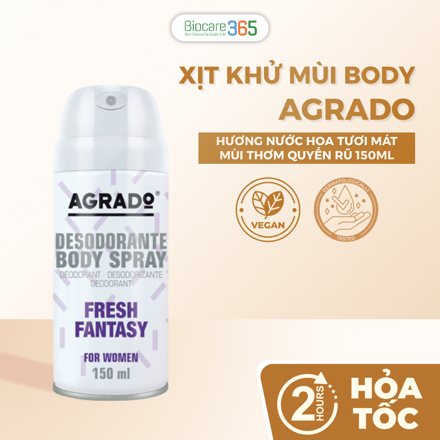 Agrado Xịt khử mùi body hương nước hoa Fresh Fantasy 150ml