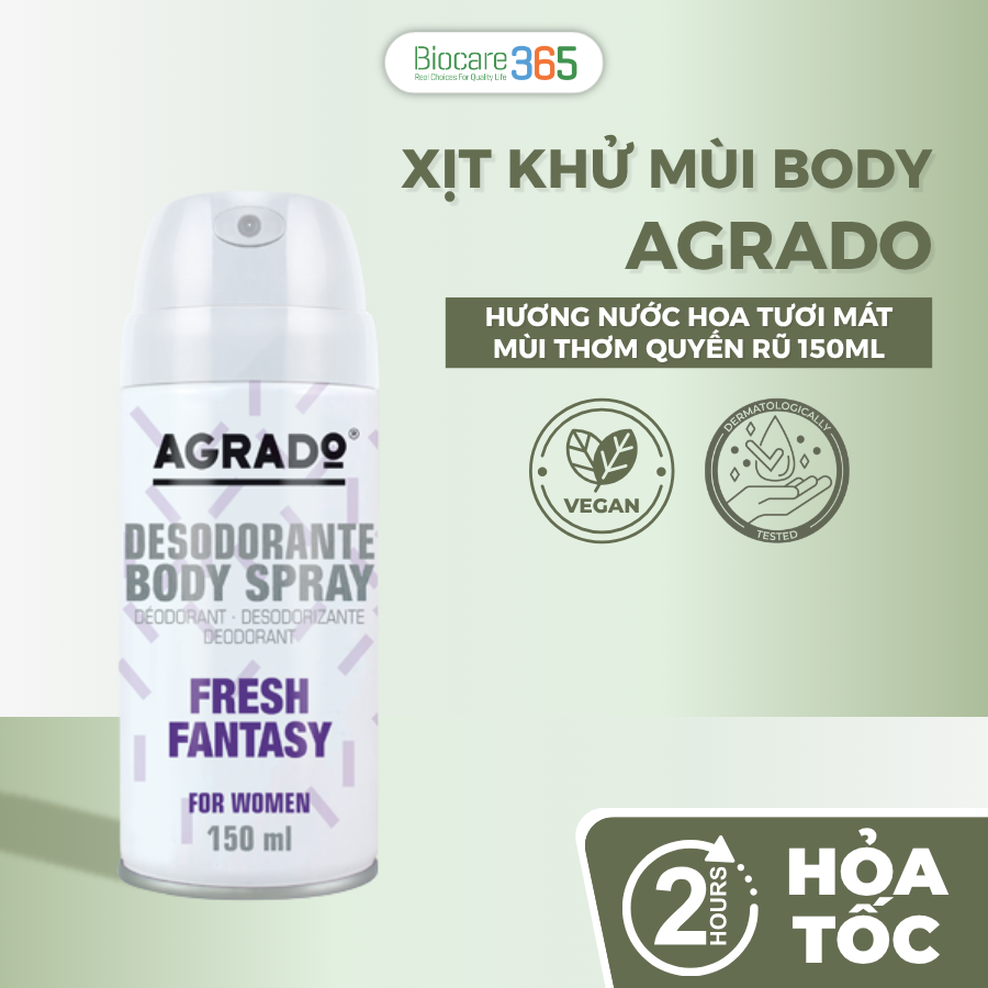 Agrado Xịt khử mùi body hương nước hoa Fresh Fantasy 150ml