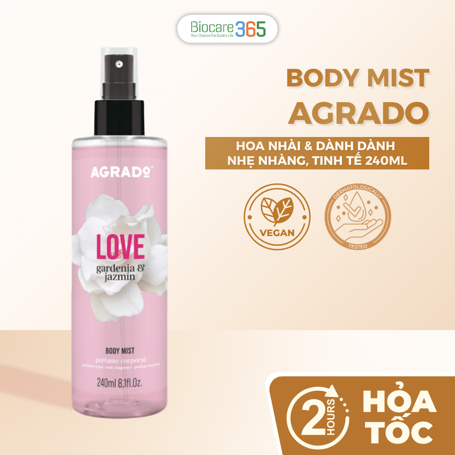 Agrado Xịt thơm toàn thân Body Mist Love 240ml