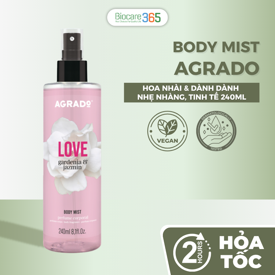 Agrado Xịt thơm toàn thân Body Mist Love 240ml