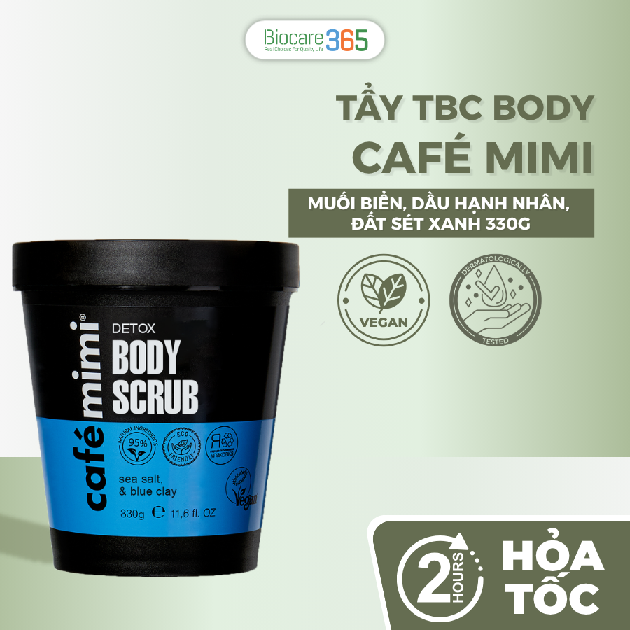 CAFÉ MIMI Tẩy tế bào da chết cho body Detox, 330g