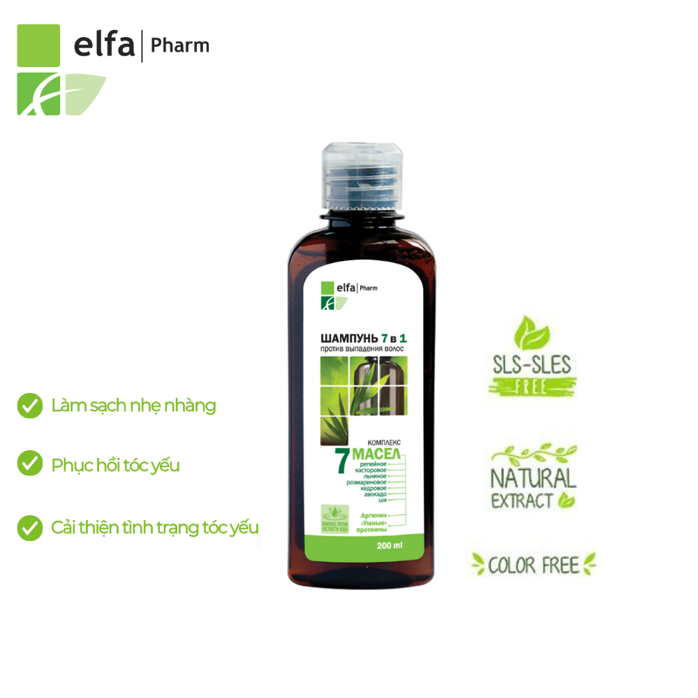 Dầu gội Elfa Pharm 7in1 chống rụng tóc chiết xuất 7 loại tinh dầu thảo dược 200ml