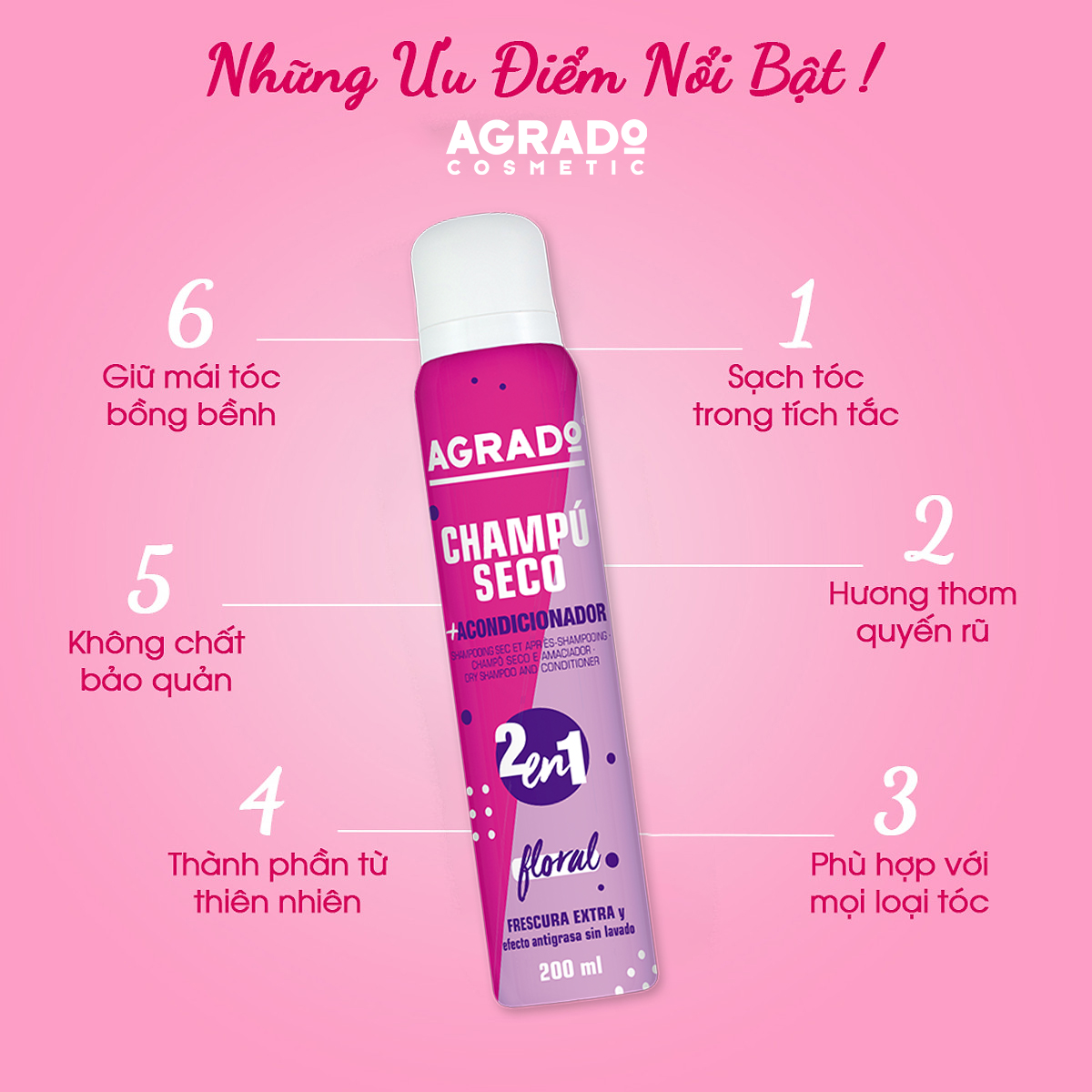 Dầu gội khô Agrado Floral 200ml