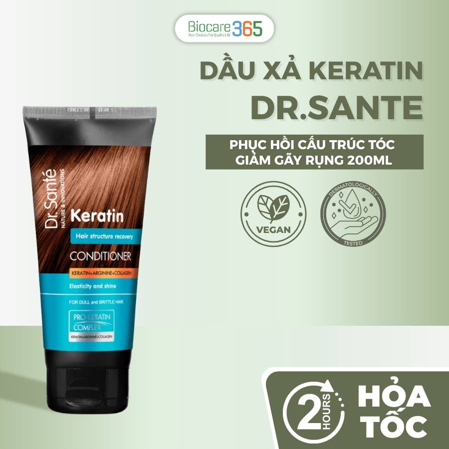 Dầu xả Dr.Sante Keratin phục hồi cấu trúc tóc 200ml