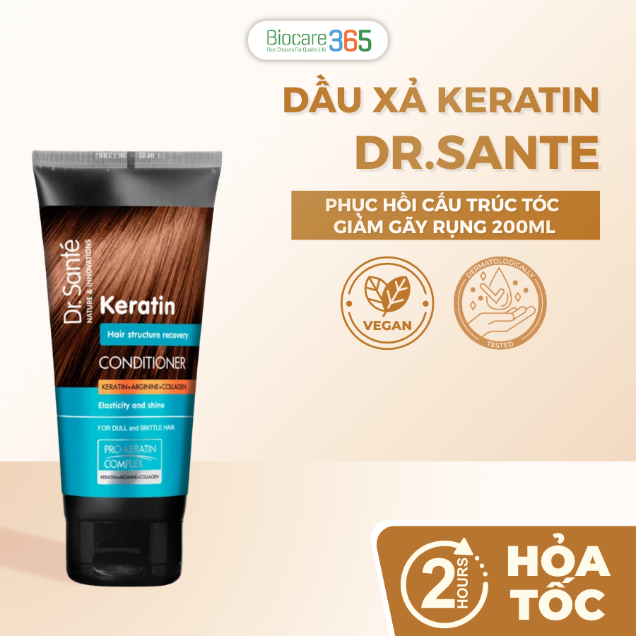 Dầu xả Dr.Sante Keratin phục hồi cấu trúc tóc 200ml
