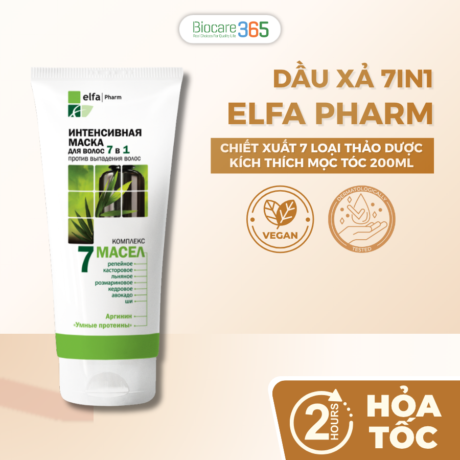 Dầu xả Elfa Pharm 7in1 chống rụng tóc chiết xuất 7 loại tinh dầu thảo dược 200ml