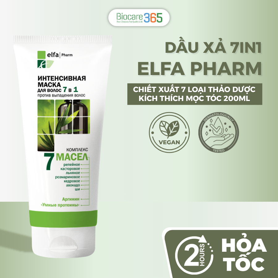 Dầu xả Elfa Pharm 7in1 chống rụng tóc chiết xuất 7 loại tinh dầu thảo dược 200ml