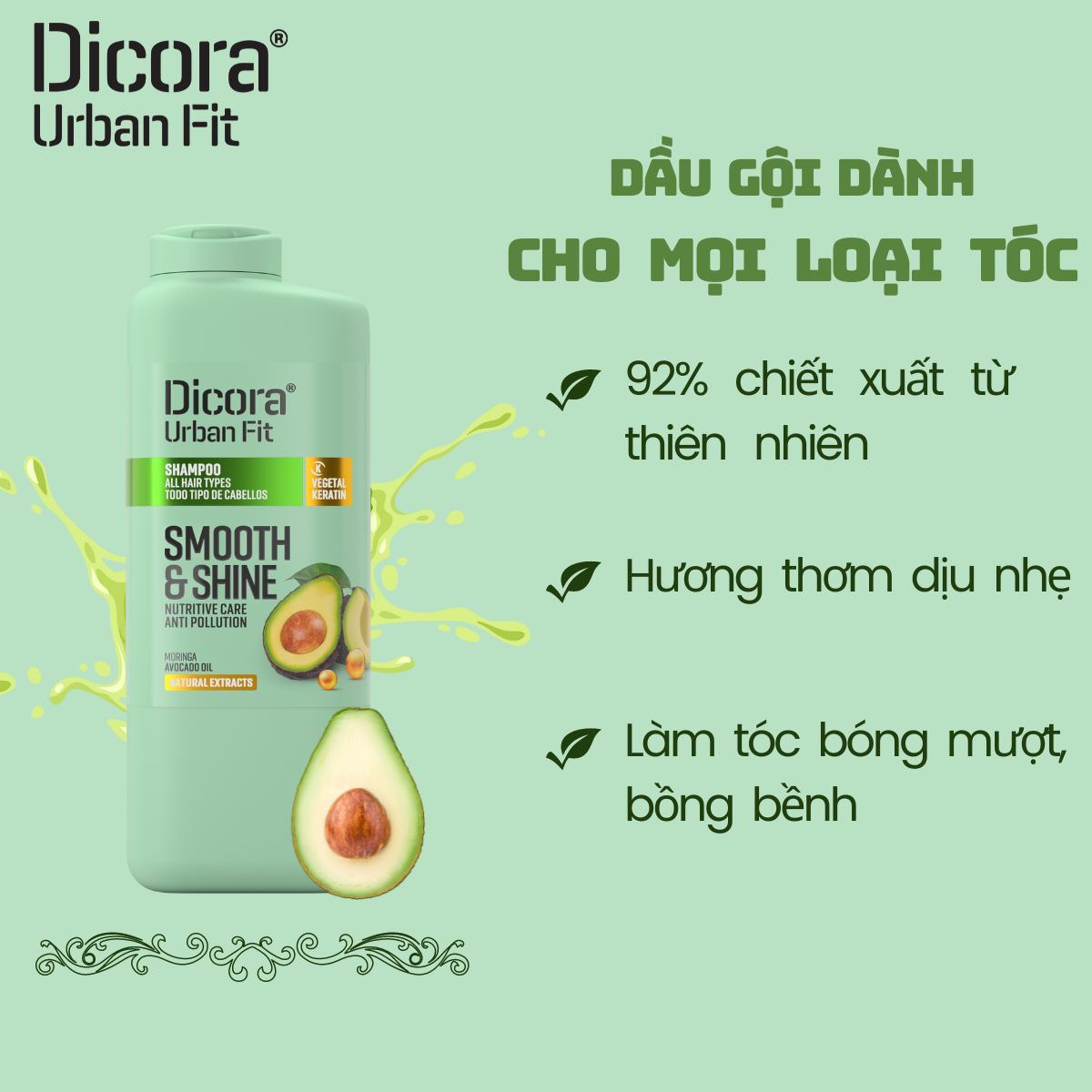  Dicora Dầu gội dành cho mọi loại tóc chiết xuất trái bơ, 400ml 