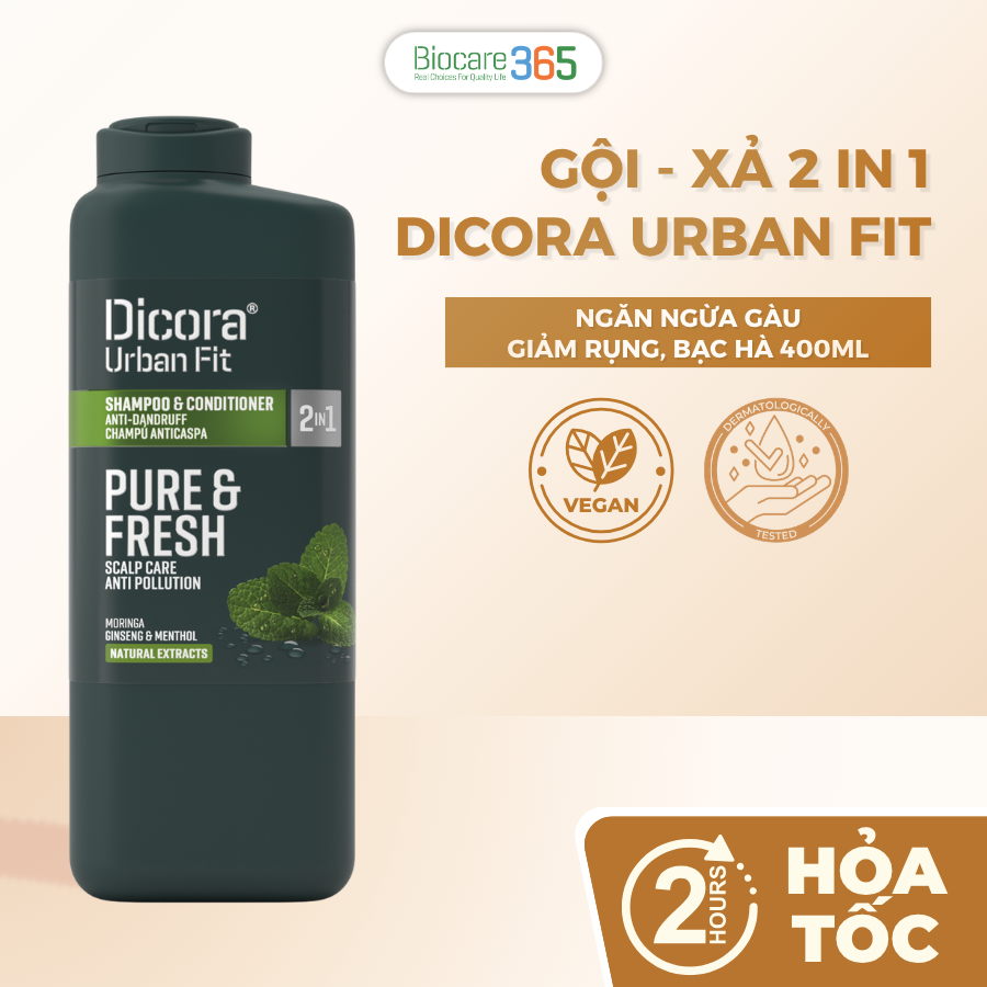 Dicora Gội - xả 2 in 1 chống gàu dành cho nam giới 400ml