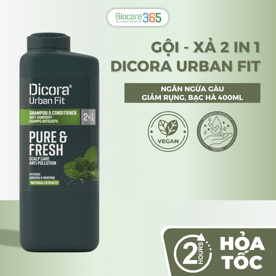 Dicora Gội - xả 2 in 1 chống gàu dành cho nam giới 400ml