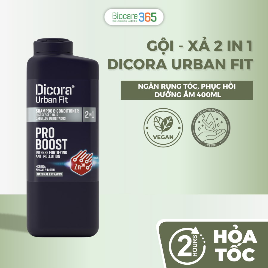 Dicora Gội - xả 2 in 1 chống rụng tóc dành cho nam giới 400ml