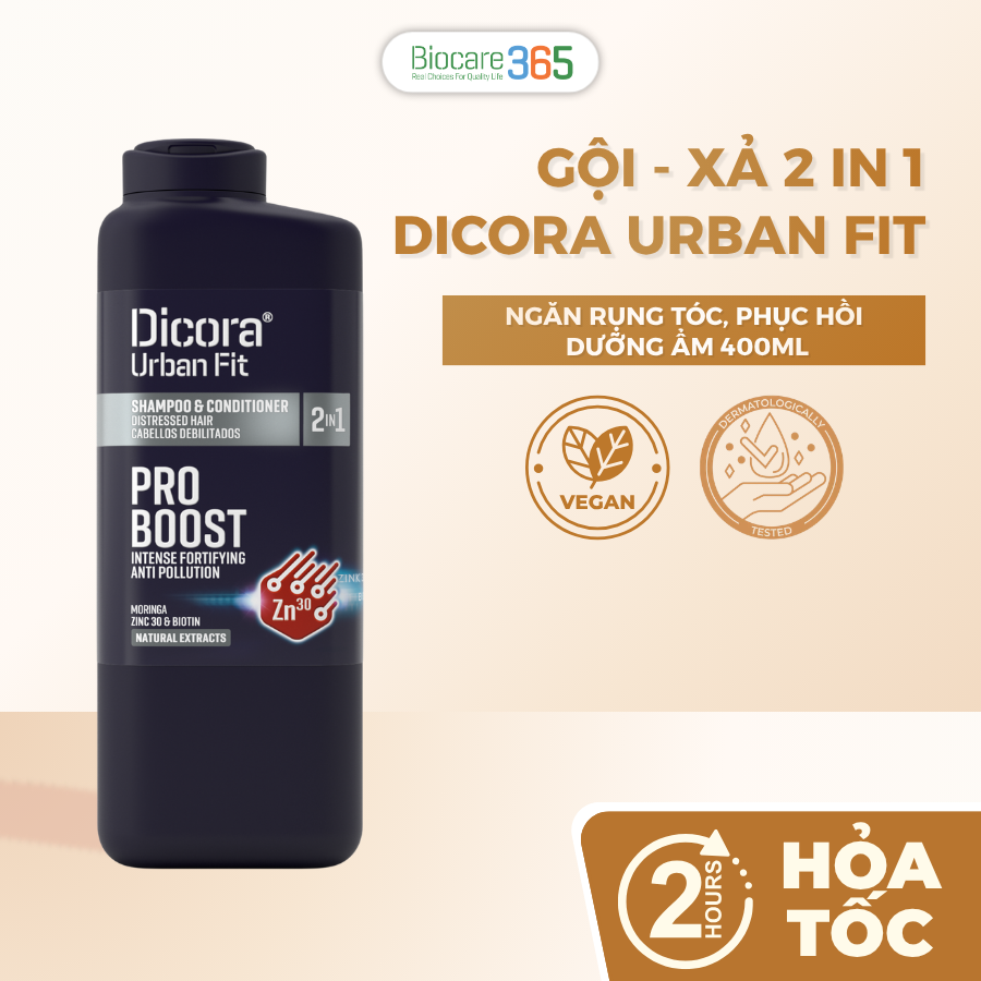 Dicora Gội - xả 2 in 1 chống rụng tóc dành cho nam giới 400ml