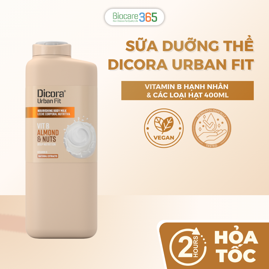 Dicora Sữa duỡng thể Vitamin B Hạnh nhân & Các loại hạt, 400ml