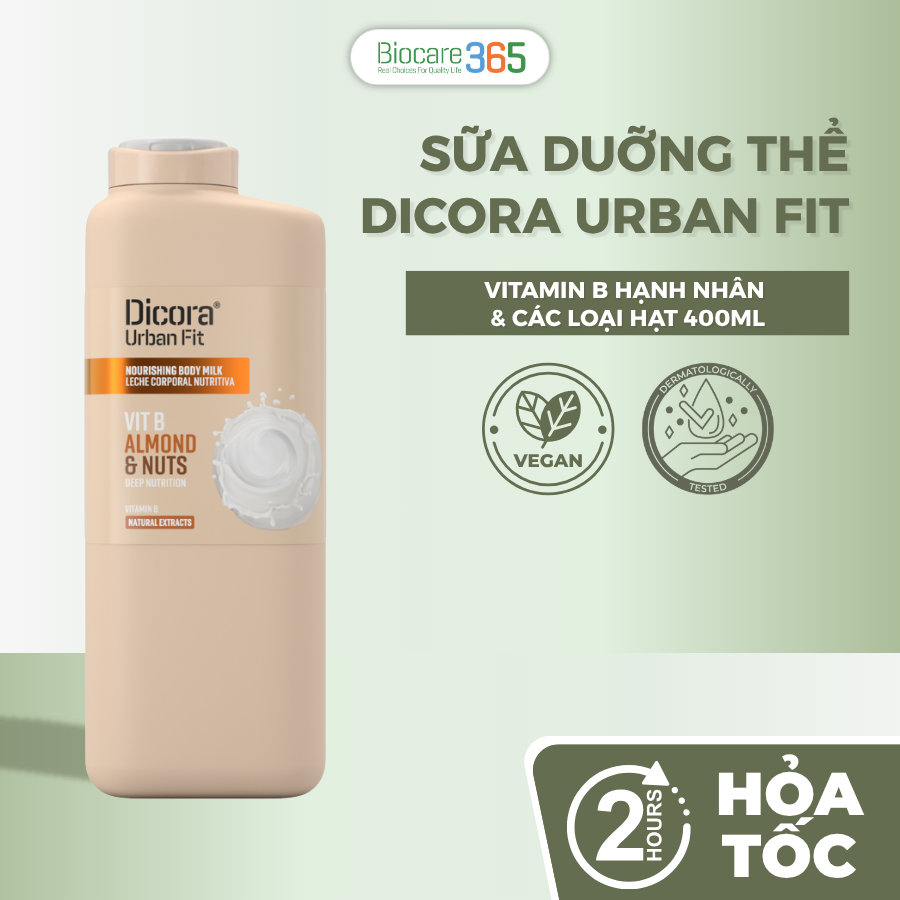 Dicora Sữa duỡng thể Vitamin B Hạnh nhân & Các loại hạt, 400ml