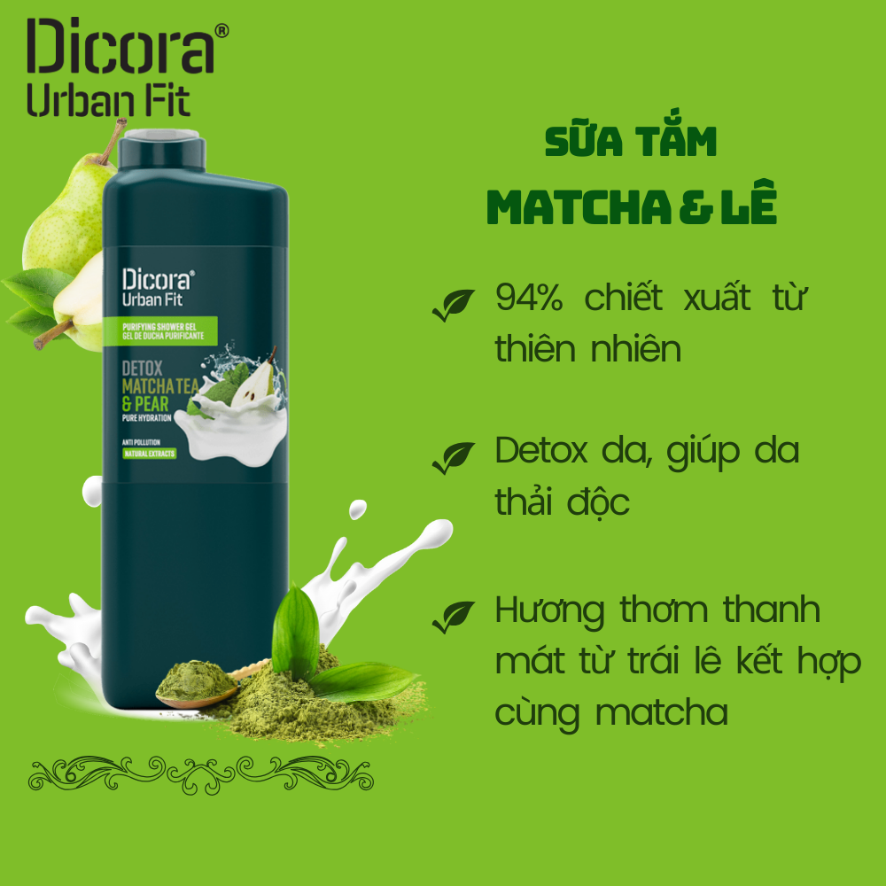Dicora Sữa tắm Detox Trà matcha & Chiết xuất Trái Lê