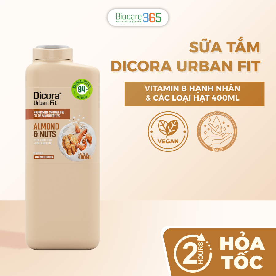 Dicora Sữa tắm Vitamin B Hạnh nhân & Các loại hạt
