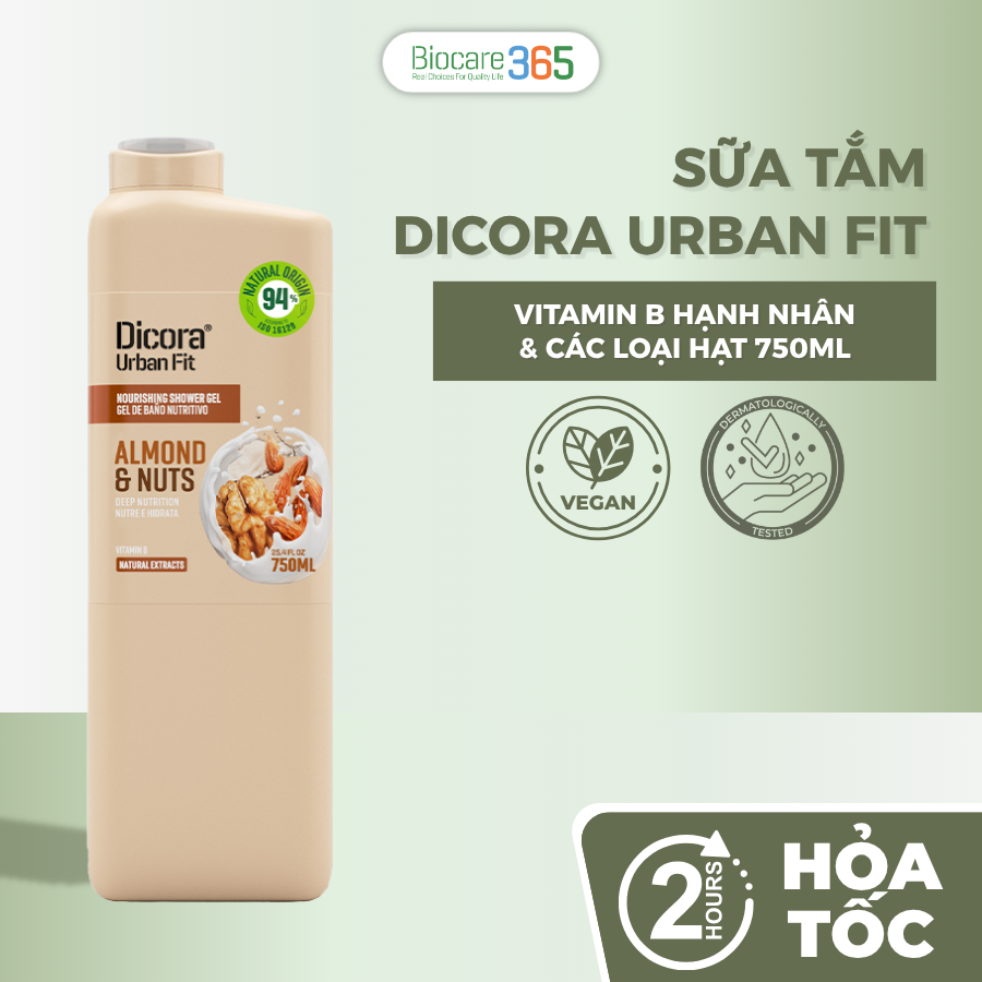 Dicora Sữa tắm Vitamin B Hạnh nhân & Các loại hạt
