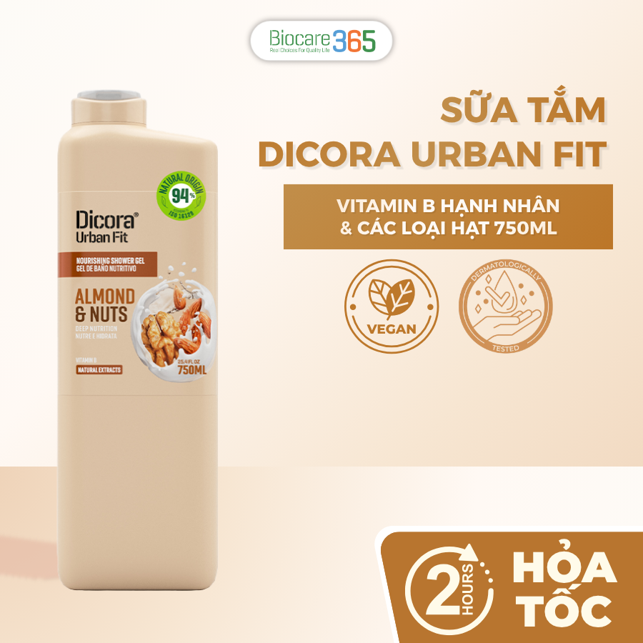 Dicora Sữa tắm Vitamin B Hạnh nhân & Các loại hạt