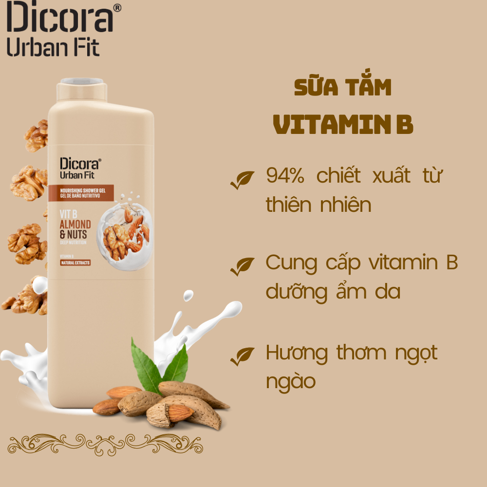 Dicora Sữa tắm Vitamin B Hạnh nhân & Các loại hạt