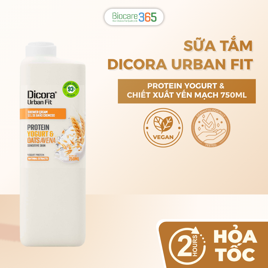 Dicora Urban Fit Sữa tắm Protein Yogurt & Chiết xuất yến mạch 750ml