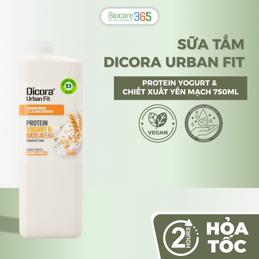 Dicora Urban Fit Sữa tắm Protein Yogurt & Chiết xuất yến mạch 750ml